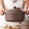 Natural Terracotta Casserole with Lids Clay Pots for Cooking, Unglazed Earthenware Rice Pots (T4-3.6QT)