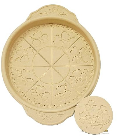 Brown Bag Ceramic Set of 2 Shamrock Shortbread Pan and Cookie Stamp Irish Symbols Kitchen Tools Backing Supplies Birthday Present Housewarming Gift