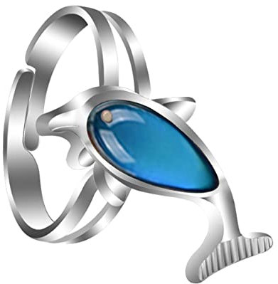 Abaodam 1stk Delphin-farbwechselring Ring Für Frauen Delphin Diamantring Temperatur-emotionsring Frauen Ringe Delphin-versprechensringe Damenringe Herzförmig Legierung Schwanzring Fräulein