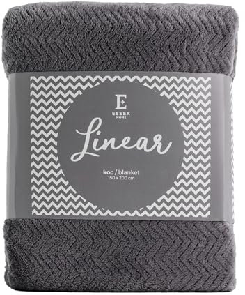 ESSEX - Kuscheldecke Linear, 150 x 200 cm, Decke, 100% Polyester, Sofadecke - Grau