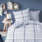 MTOnlinehandel Winter Kinder Bettwäsche Set 2tlg. 135x200 + 80x80 cm, blau kariert, Biber, Flanell, kuschelig weich, Reißverschluss, Karo für Kinder und Teenager