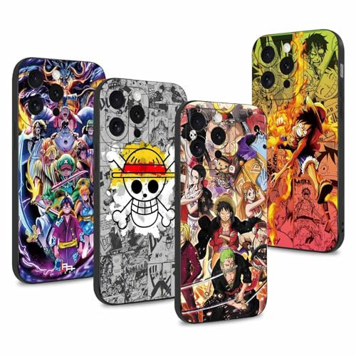 PBNDJVG 4 Stück Handyhülle für Apple iPhone 15 PRO MAX Hülle 6.7'' Anime Luffy Zoro Gear 5 Sun God Nika Manga Muster Design Case Kameraschutz Schutzhülle TPU Silikon Weich Ultra Dünn
