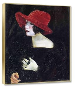JZSDGB Otto Dix Berühmte Gemälde Kunstdruck Bild auf Leinwand-'Frau Martha Dix'Reproduktion Poster Giclée auf Leinwand Drucken-Leinwandbilder für Heimdekoration 50x60cm(20x24in) Goldrahmen