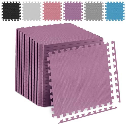 Fk Sports Thick Foam Mat Cross 600x600x12mm (Purple, 4pcs | 16 sq.ft) Soft Cushion Non-Skid Gym Flooring mats EVA Rubber Foam, Interlocking Puzzle Floor Tiles Kids Toddlers for Home Yoga Workout