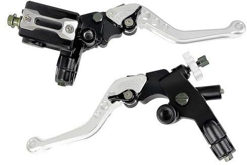 Mabutingti Upgrade 7/8 22mm Universale Pompa Cilindro Maestro Freno Leva frizione Sinistra Destra Set Compatibile con Polaris Yama-ha Suzuki Honda Kawa-saki Moto (Argento)