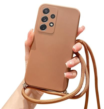 Alihtte Handykette für Samsung Galaxy S22 Ultra Hülle mit Band, Hülle für Galaxy S22 Ultra weiche Silikon TPU Bumper Handyhülle mit Kordel Umhängen Tasche Schutzhülle für Galaxy S22 Ultra, braun