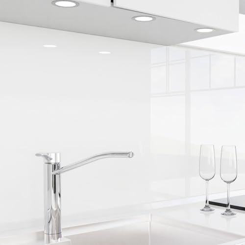 danario Crédence Adhésive pour Cuisine I Panneau Mural décoratif Autocollant | Protège Mur Cuisine | Décoration Aspect Verre | 0,80 mm | Blanc - 80cm x 80cm | L'alternative intelligente au verre. Seulement chez nous : amovible et adapté aux locataires. Pont les carreaux