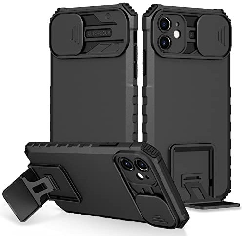 Draamvol for iPhone SE 2022/ iPhone 8 Case with Slide Camera Cover Shockproof Kickstand Military Grade Lens Protection Soft TPU Bumper Hard PC Back Case for iPhone 7/ iPhone SE 2020 Phone Case,Black