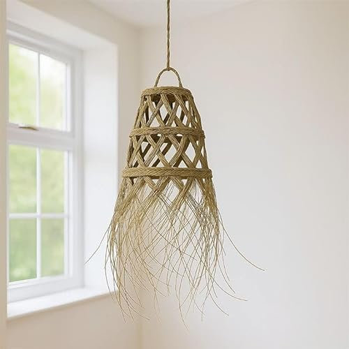 Generico Lustre à Suspension en Paille Artisanale Marocaine: Style Ethnique, Éclairage Naturel et Confortable 2403211008, 2403211001