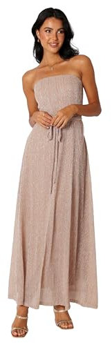 Petal & Pup Women's Farley Strapless Maxi Dress Special Occasion, Rose Gold Stripe, S