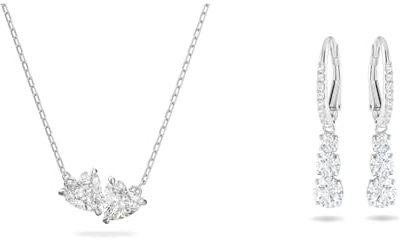 Swarovski Attract Soul Halskette, Herz, Weiss, Rhodiniert & Attract Trilogy Ohrringe, Weiss, Rhodiniert