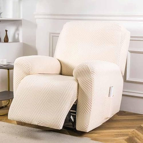 YWQJL Relaxsessel Sesselbezug Stretchhusse, Stretch Relaxsofa Bezüge Samt Liegestuhlbezug 1/2/3/4 Sitzer Relaxsofa Schonbezüge mit Seitentasche, Relaxsessel bezüge Elastisch(02,1seat)