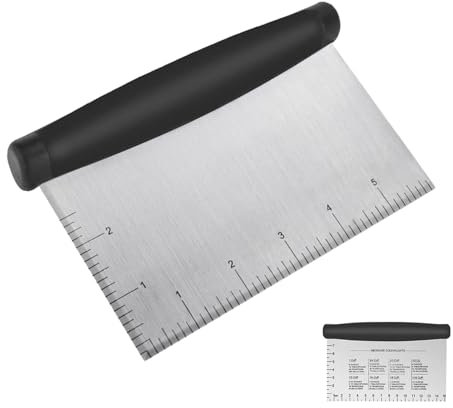 Midgreyeye corne patisserie, grattoir à pâte en acier inoxydable avec échelle de mesure, plastique coupe pate, pizza, Spatule à pâte - Spatule de cuisine (15 * 10cm)