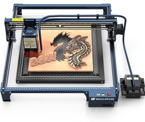 SCULPFUN S30 Pro Max 20W Laser Graviermaschine Automatische luftunterstützte mit 400x400mm Laser Wabenplatte Lasergraviermaschine 130W Laser Ausgangsleistung Graviergenauigkeit