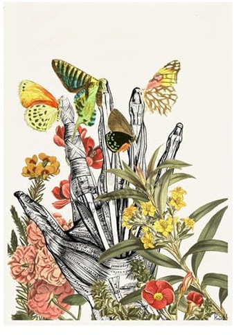 Vintage Human Anatomy Poster Botanical Medical Floral Organs Heart Lung Canvas Art Print Painting Wall Decor Christmas Gifts(D-No frame,30x40cm-12x16in)