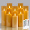 Wroxipel Packung mit 8 flammenlos flackernden 5,5cm x12,5 15 15 17,5 17,5 17,5 20 20cm Gold LED-Kerzen aus Kunststoff mit Fernbedienung, batteriebetriebene Kerzen mit Timerfunktion