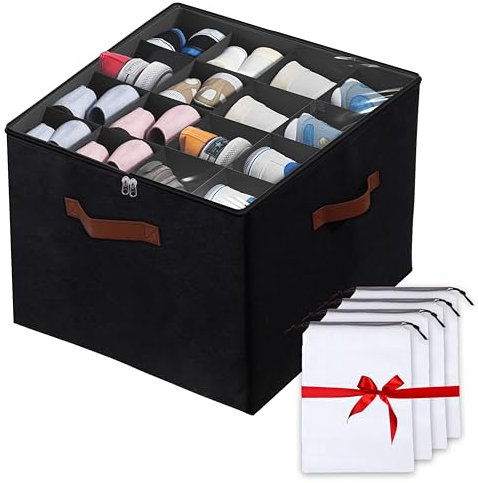 SABN STORE Organizador Zapatos Armario, Incluye 4 Bolsa Zapatos - Organizador de Zapatos para Armario - Cajas para Zapatos - Cajas Zapatos - Cajas Almacenaje Zapatos - Guarda Zapatos