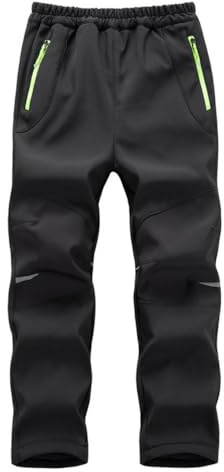 Hpbygstae Pantalon softshell pour enfant, pantalon thermique imperméable, coupe-vent, pour garçons et filles, pour l'extérieur, la randonnée, les loisirs, l'hiver, le ski