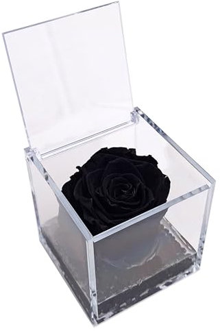 Texo di Claudio Rosso Rosa Nera Vera Profumata Stabilizzata Eterna Idea Regalo Donna Natale Festa Pensiero Mamma Moglie Fidanzata Anniversario Cerimonia Dono 8cm