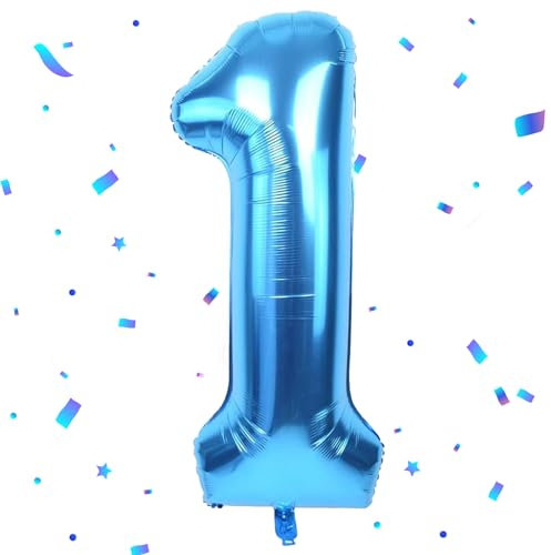 Blau Luftballon 1,Zahlen Luftballon Blau,40 Zoll Blau Folienballon 1,101cm Blau Zahlenballon 1 Helium Ballon Luftballon 1 Geburtstag für 1 Jahre Geburtstagsdeko Kinder Mädchen Junge