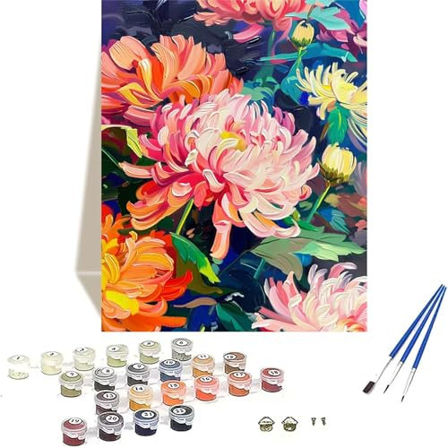 Malen Nach Zahlen Blume, Landschaft Malen Nach Zahlen Erwachsene, DIY Paint by Numbers Handgemalt Ölgemälde mit Pinseln und Acrylpigment für Wand Zimmer Deko, Geschenke für Frauen 70 x 95 cm N-Y