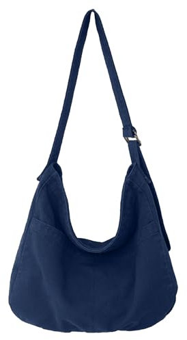 X SIM FITNESSX Unisex Umhängetasche Canvas Tasche Oxford Schultertasche Damen Shopper Tasche Fashion Stofftasche für Alltag/Büro/Schule/Reisen (Blau)