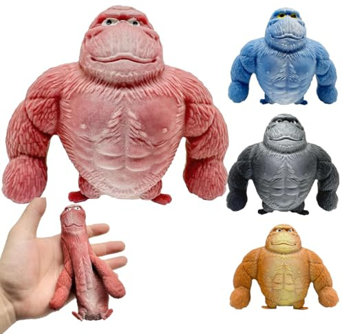 Figurine de Gorille Anti Stress - Jouet Gorille Anti-anxiété Élastique et Robuste, Gorille de Singe de Latex, Gorilla Jouet Anti-Stress pour la Décompression au Bureau et la Détente Quotidienne,Rose