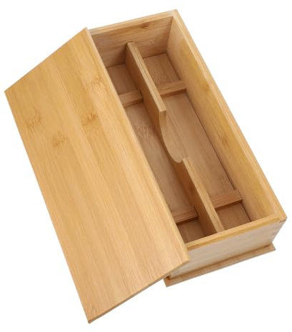 Ciieeo Caja De De Madera con Tapa Organizador De Cubiertos De para Cocina Contenedor De Almacenamiento De para Cocina y Comedor