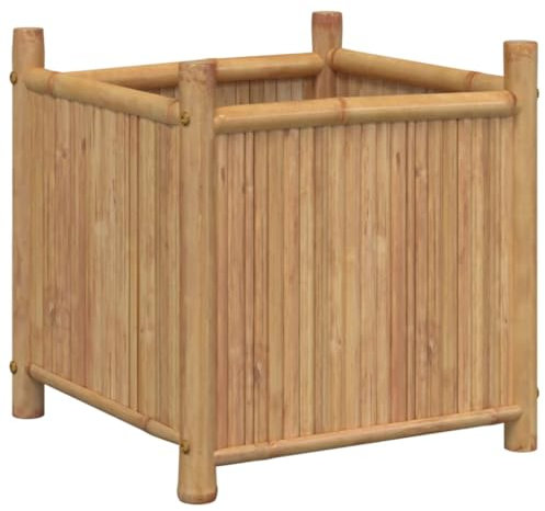 Gecheer Hochbeet Blumenkasten Pflanzkasten Pflanzkübel Blumenkübel Pflanztopf Blumentopf Gemüsebeet 50x50x50 cm Bambus
