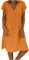 RLEHJN 2025 Robe Ete Femme Mi Longue Fluide Robe en Coton Et Lin Mi Longue Robes Décontracté Manches Courtes Couleur Unie Robes Cotton Col V Tunique Ample Robe Femme Chic Et Elegant Robe De Plage