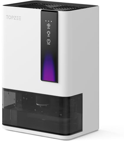 Dehumidifiers for Home, 50OZ Dual-Semiconductor, Small Dehumidifier for Bedroom Bathroom RV Closet with Auto-off Auto Defrost, Quiet Portable Dehumidifier Sleep Mode 7 Colors LED Light, White