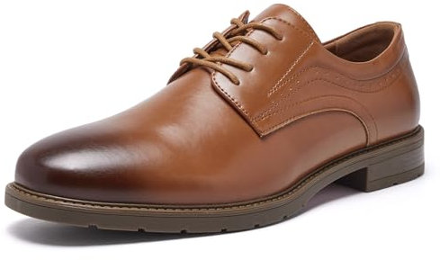 SHULOOK Anzugschuhe Oxford Schuhe Herren Classic Business Derby Schuhe Herren Comfort Schnürhalbschuhe (Hellbraun EU 42)