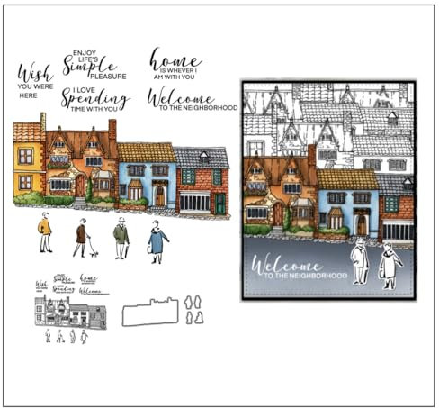 Sredwtk Home Haus Stempel und Stanzen Set,Silikonstempel und Stanzen Set,Stanzschablonen und Stempelset,Clear Stamp und Stanzschablone Für DIY Scrapbooking Fotoalbum Dekor Karten