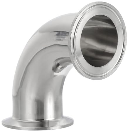 PATIKIL 90 Degree Elbow 1 3/4 (45mm) Tube OD, 304 Stainless Steel | Sanitary Pipe Fittings, 2 Tri Sanitary Clamps, 64mm Ferrule Flange OD, for Dairy Beverage Plumbing Systems