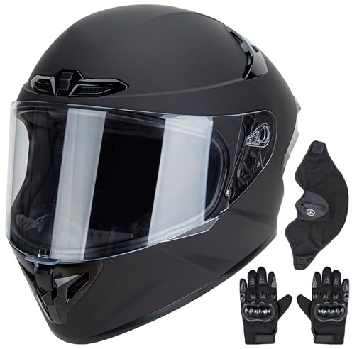 Cartman Adult Full Face Street Bike Helmet - DOT Approved for Motorcycle Racing with Visor & Quick-Release Buckle Medium