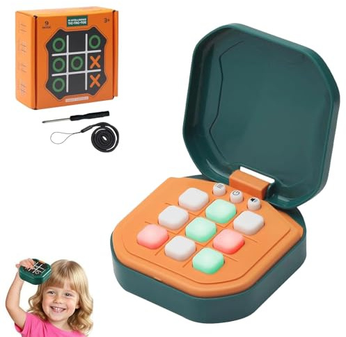 NMM Tic Tac Toe Elektronisch | Handheld Spielkonso | Smart Games mit 9 Modi | Sequence Spiel | Reisespiele | elektronische spielekonsole für Kinder & Erwachsene | TikTakToe mit Stummschaltfunktion