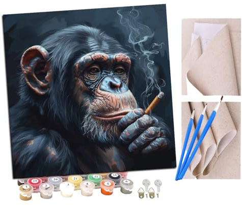 peinture par numero adulte Drôle de singe chimpanzé (12) Cadeau de Peinture à l'huile de Bricolage numérique aquarelle man pour Enfants Adultes Peindre par Nombre Kits Home Decor 16 * 16 Pouces