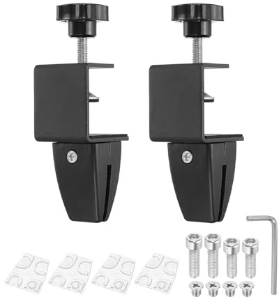 PATIKIL 2 STK 4.2 x 3.3 x 6.3cm Verstellbare Schreibtischtrennwand-Clips Aluminium Nieschutz-Halterungen Schreibtisch-Clips Für Büros Läden Tresen-Privatsphären-Panel Schwarz