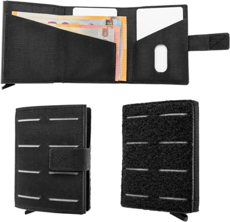 SHIELD Germany Tactical Wallet - Geldbörse Herren - Robustes Herren Portemonnaie aus Cordura Bundeswehr Stoff RFID Cardholder - Platz für 12 Karten (Ohne Münzfach, Schwarz)