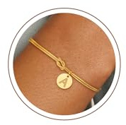 SLOONG Einschulung Geschenk - Armband mit Buchstaben für Frauen Mädchen | Vergoldet/Versilbert Knot Armband Hypoallergen Armbänder Geburtstagsgeschenk Geschenke für Frauen Mädchen Kinder Schmuck