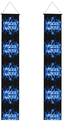 Blaues Feuer, dekoratives Veranda-Banner (vertikal), Willkommensbanner geeignet zum Aufhängen im Freien, 30 x 180 cm