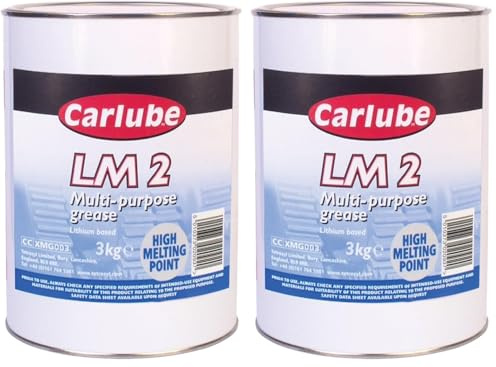 Carlube Premium LM2 Lithium Grease 3Kg - Multi-Purpose, High-Temperature and Water Resistant Grease for Automotive & Industrial Applications (Pack of 2)