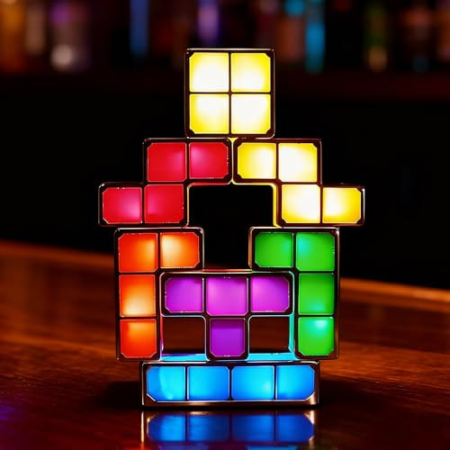 Wxeadu Stapelbare Nachtlicht, Stapelbare LED Nachtlicht Kinder, 7 Farben Induktion Interlocking Schreibtischlampe LED, 3D Puzzle Nachtlampe, Magisches Licht, Puzzle Lampe für Kinder Jungen Mädchen
