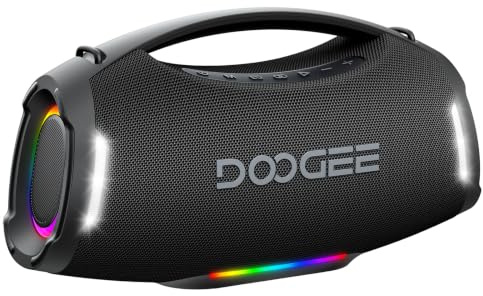 DOOGEEEco Portable Wireless Speaker, 250W Peak/220W RMS Loud Boombox Speaker, Deep Party Speaker, 20H Playtime, IPX5 Waterproof, RGB Lights, TWS Pairing, USB/TF/AUX