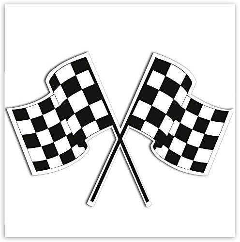 SkinoEu® 2 x Vinyle Autocollant De Voiture Autocollant De Rallye Drapeau De Course à Damier En Noir Et Blanc Course De Course Voiture De Rallye Moto Vélo Fenêtre Porte Tuning B 14
