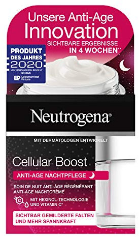 Neutrogena Cellular Boost Gesichtspflege, Anti-Age Nachtcreme, mit Vitamin C, auch für sensible Haut, 50ml