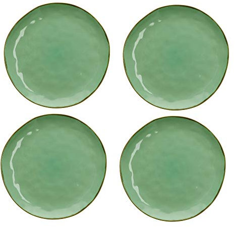 Set di 4 piatti da concerto Rose e Tulipani, 27 cm, verde Tiffany