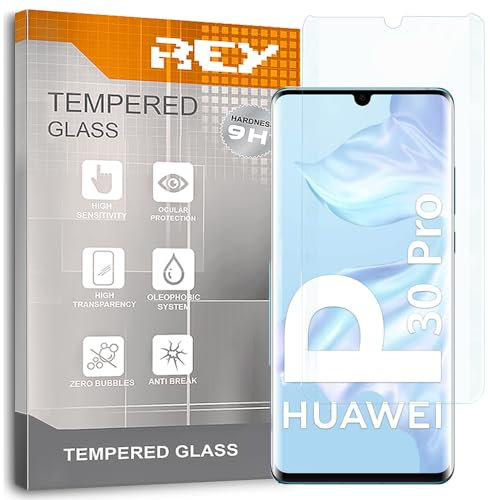 REY Pellicola salvaschermo 3D per Huawei P30 PRO, Trasparente, Vetro temperato, Copertura Completa, Pellicola Protettiva Protezione Schermo, 3D / 4D / 5D