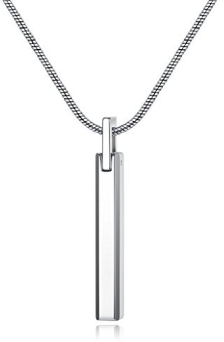 COAI Simple Bar Necklace Tungsten Steel Necklace for Men, Snake Chain Silver Necklace for Men 60cm