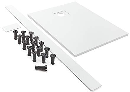 Milano Rasa White Textured Slate Effect Square Shower Tray Riser Kit - 900mm x 900mm